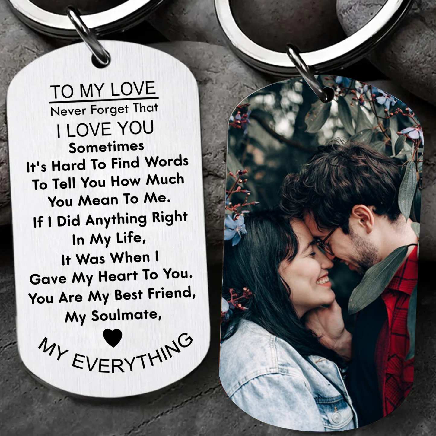 To My Love/Man Couple Keychain Custom Photo Stainless Steel Keyring Valentine's Day Gift for Couples-Jessemade AU