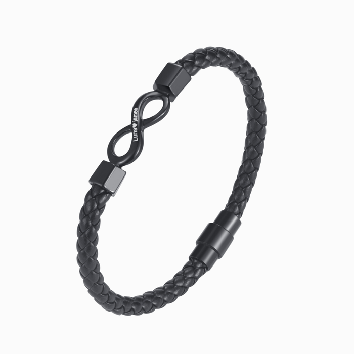 To My Man Custom Names Love You Forever and Always Infinity Leather Bracelet
