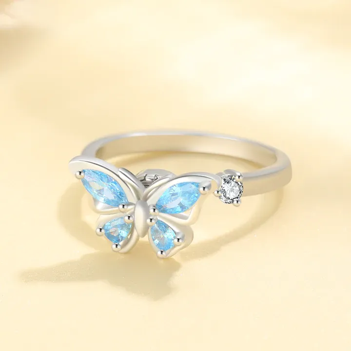 Butterfly Fidget Ring Anxiety Spinning Ring for Daughter Granddaughter-Jessemade AU