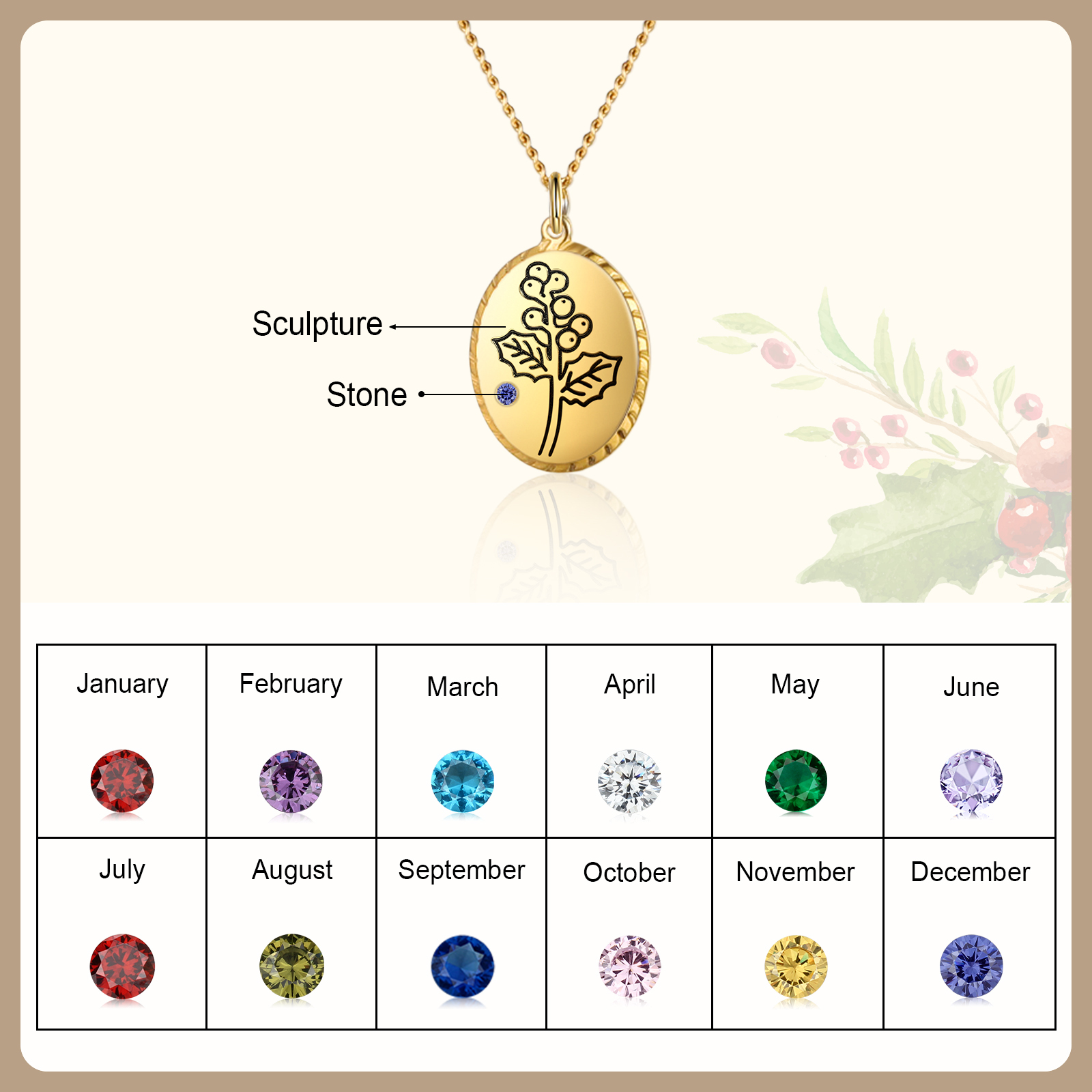 Personalised Double Layered Necklace With Birthstone Custom Birthflower Gift For Women-Jessemade AU