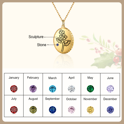 Personalised Double Layered Necklace With Birthstone Custom Birthflower Gift For Women-Jessemade AU