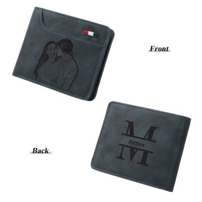Personalised Monogram Wallet Custom Photo & Name & Letter Men's Leather Wallet Father's Day Gifts for Him
