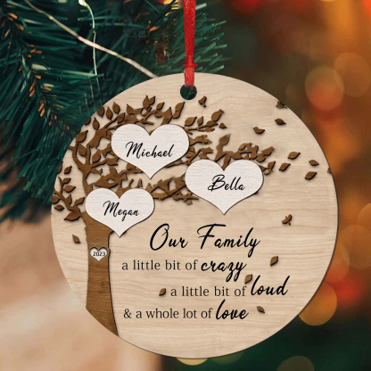 3 Names - Personalised Christmas Tree Ornaments Tree of Life Pendant with Name Wooden Gifts for Family and Friends-Jessemade AU