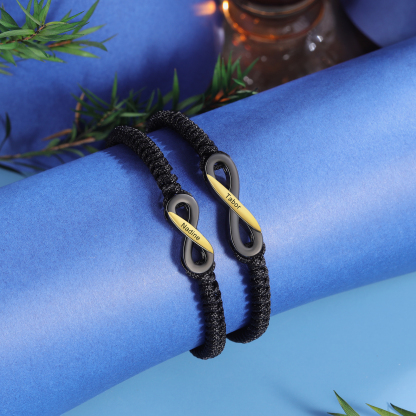 Personalised Infinity Bracelet Customised Name Couple Bracelet Adjustable Gifts for Him/Her-Jessemade AU