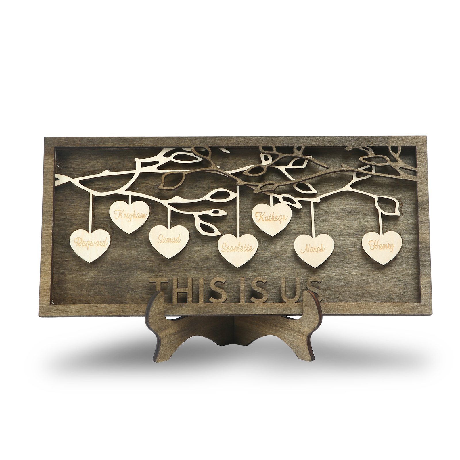 Custom Family Tree Sign Engrave 7 Names Wooden Family Frame Home Decor-Jessemade AU