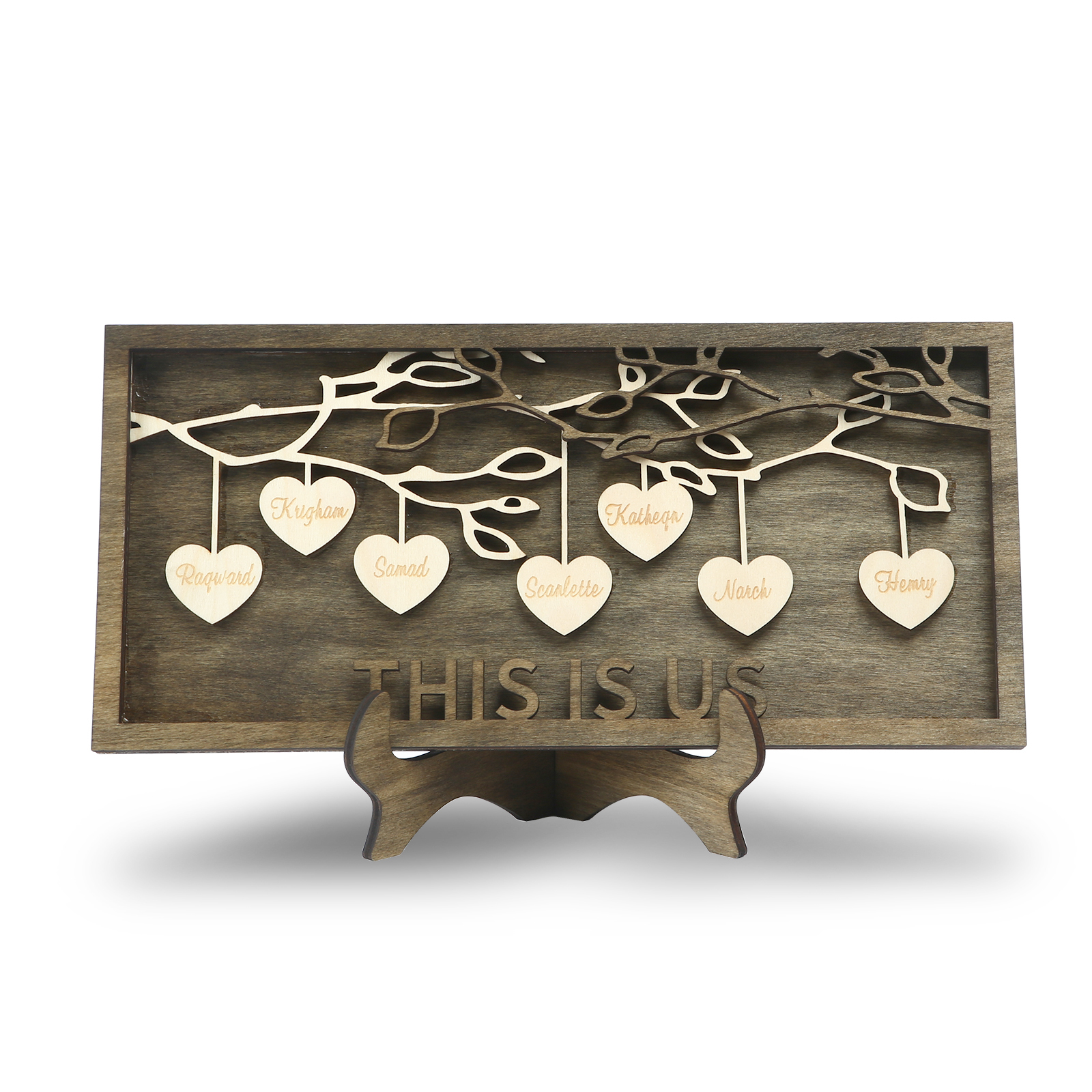Custom Family Tree Sign Engrave 7 Names Wooden Family Frame Home Decor-Jessemade AU