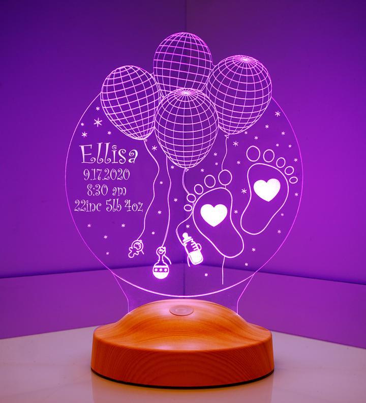 Personalised balloon Name Night Light Engraved Lamp-Jessemade AU
