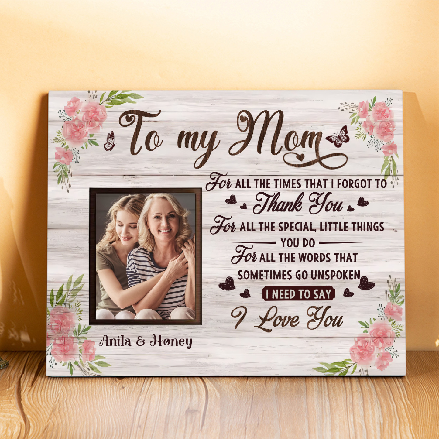 Personalised Photo & Text Wooden Plaque Home Decoration Gifts for Mom/Mum - For All The Times That I Forgot To Thank You-Jessemade AU