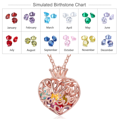 Personalised Tridimensional Birthstone-Heart Necklace-Jessemade AU
