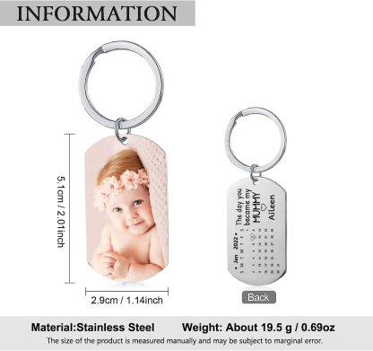 Personalised Calendar Keychain Custom Photo & Name Keychain Mother's Day Gifts - The Day You Became My Mommy/Mummy-Jessemade AU