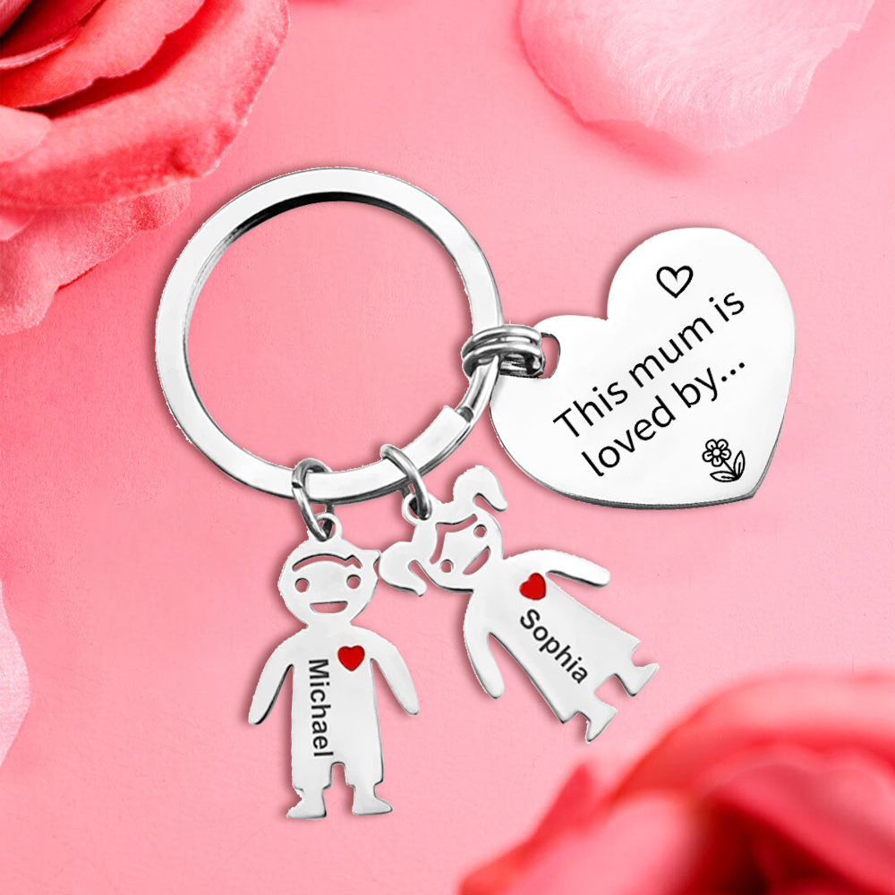 2 Names - Personalised Keychain with Kid Charm Engraved Names Keychain Mother's Day Gift for Mum-Jessemade AU