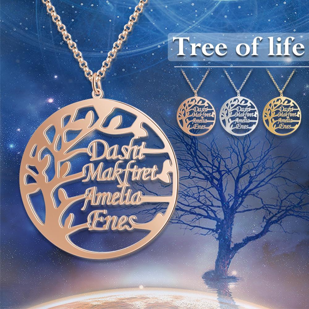 Family Tree Custom 4 Names Sterling Silver Tree-Jessemade AU