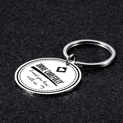 Couple Keychain Custom Photo Keyring Valentine's Day Gifts for Him - Drive Carefully, I Need You Here With Me-Jessemade AU