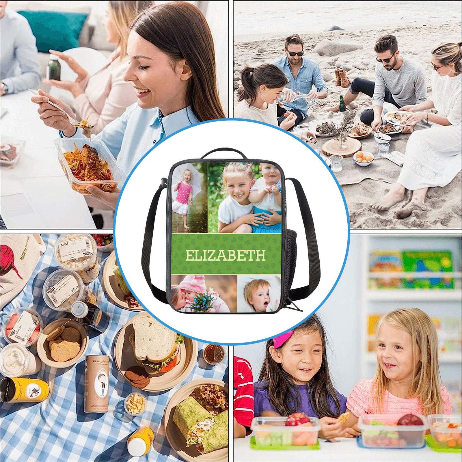 Custom Name and Photos Lunch Bag Personalised Lunch Box Gifts for Kids-Jessemade AU