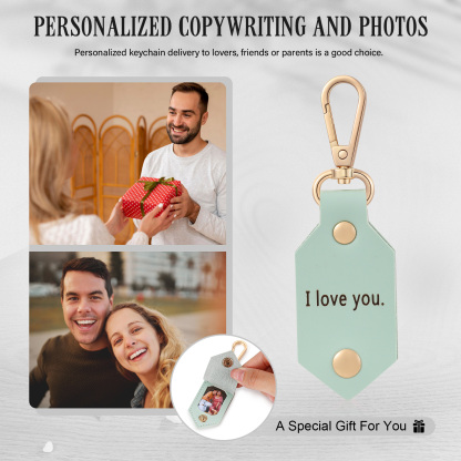 Personalised Photo Keychain Customised with Text Leather Keyring Couple Keychain Gift for Him/her-Jessemade AU