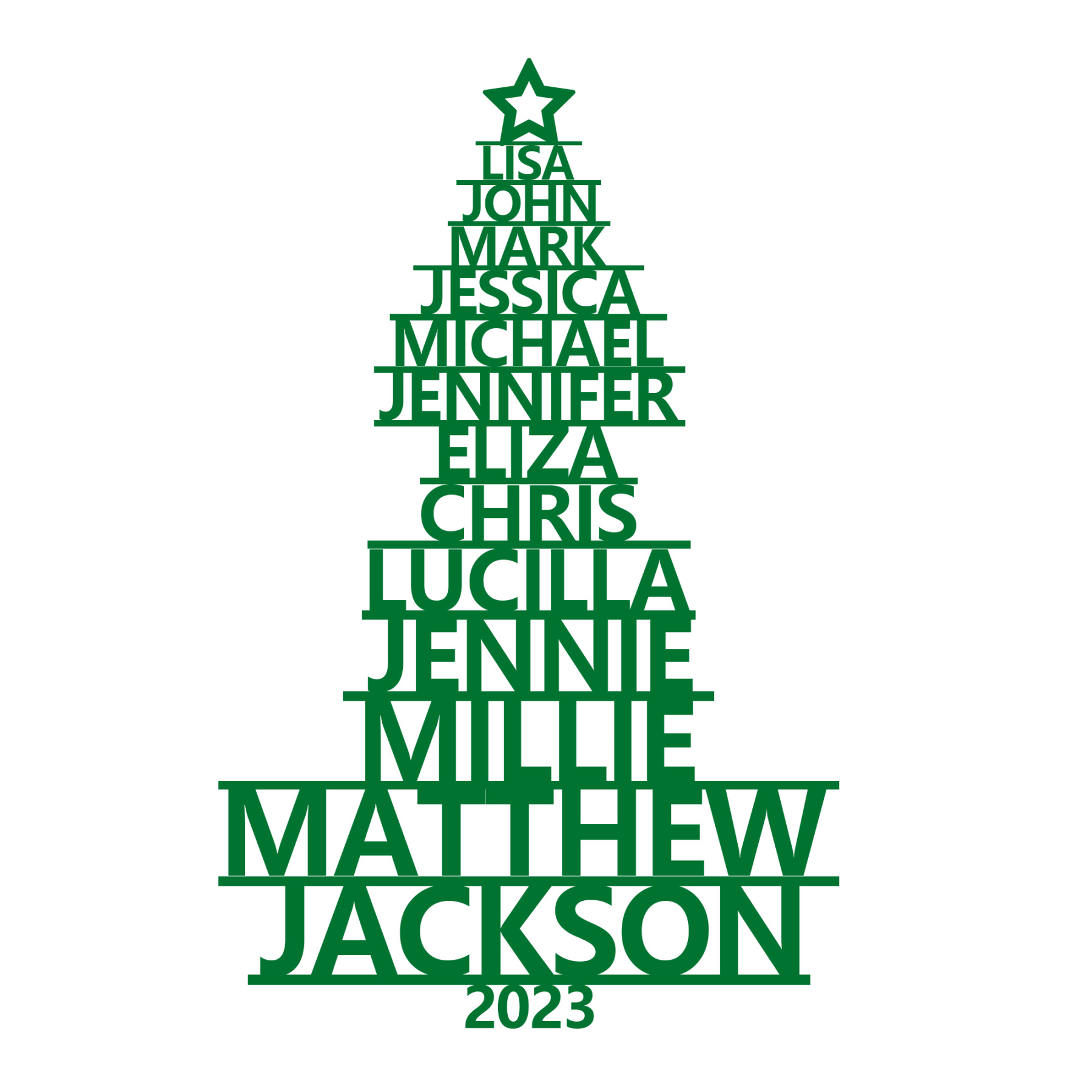 13 Names - Personalised Christmas Tree Ornaments Customised Name Xmas Wooden Decor Gifts for Family Friends-Jessemade AU