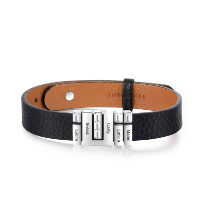 Mother's Day Gifts Personalised Leather Bracelet With 5 Names Gifts For Women-Jessemade AU