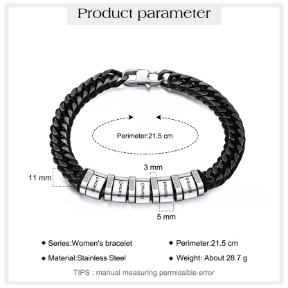 Personalised Black Stainless Steel Bracelet Custom 5 Names Men's Women's Bracelets For Couple-Jessemade AU