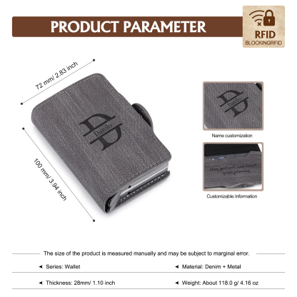 Personalised RFID-blocking Wallet Customised 1 Name Wallet Gifts for Him-Jessemade AU