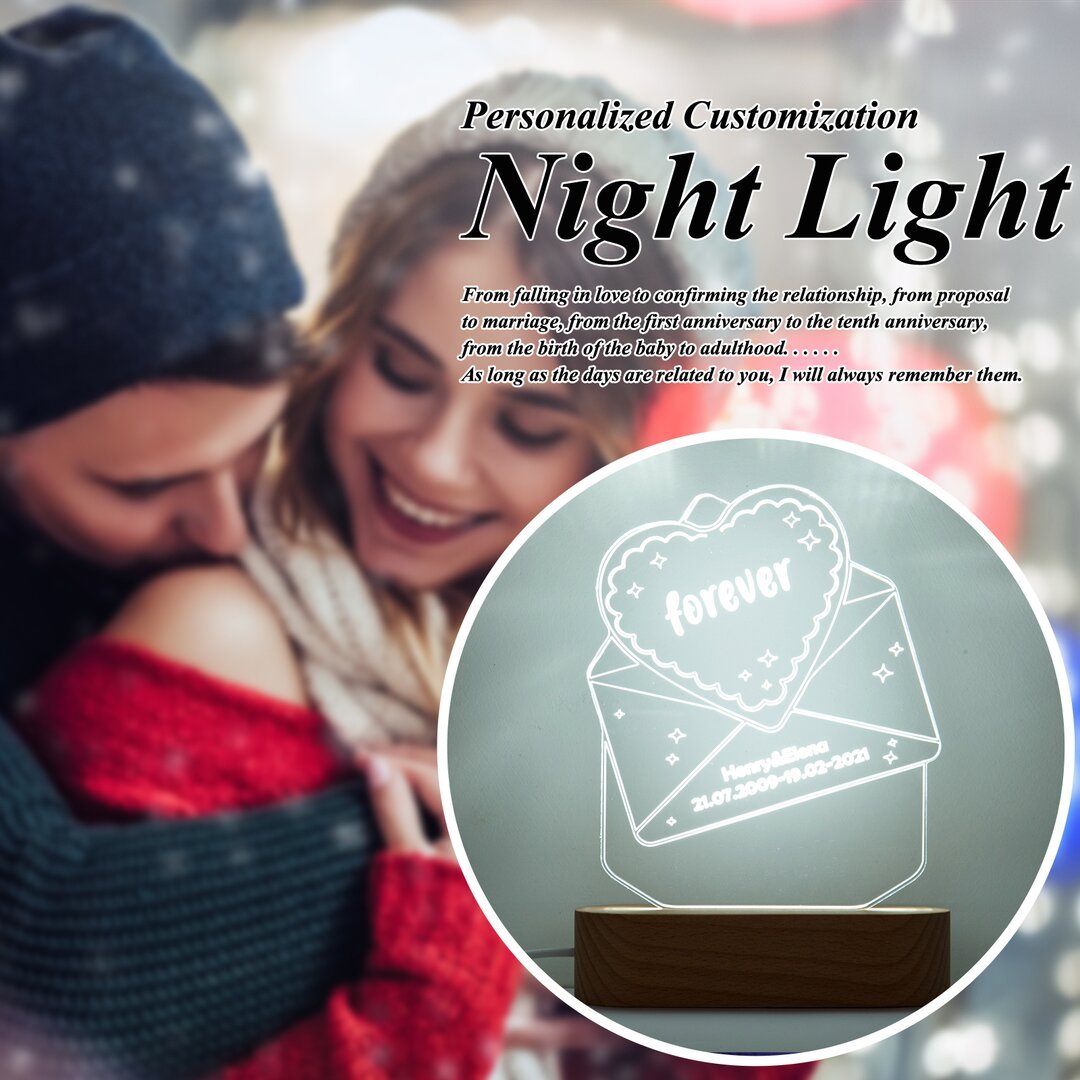 Custom name text time Discoloured Night Light Home Decoration Gifts-Jessemade AU