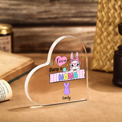 2 Names - Personalised Acrylic Heart Keepsake Custom Names Bunny Ornaments Gifts for Grandma/Mother-Jessemade AU