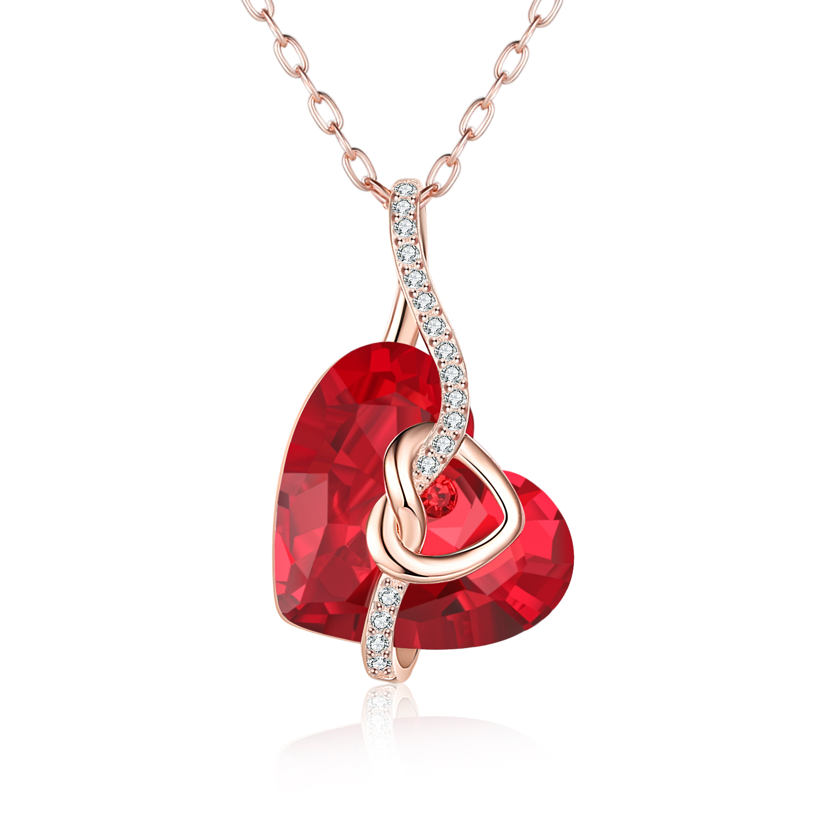 Heart-shaped Crystal Necklace Birthstone Necklace Gifts For Her-Jessemade AU