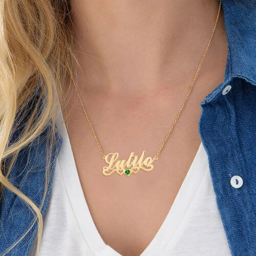 Personalised Necklace With Birthstone Custom 1 Name Necklace Gift For Women-Jessemade AU