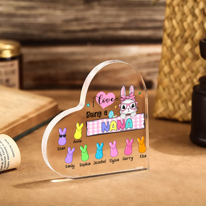 9 Names - Personalised Acrylic Heart Keepsake Custom Names Bunny Ornaments Gifts for Grandma/Mother-Jessemade AU