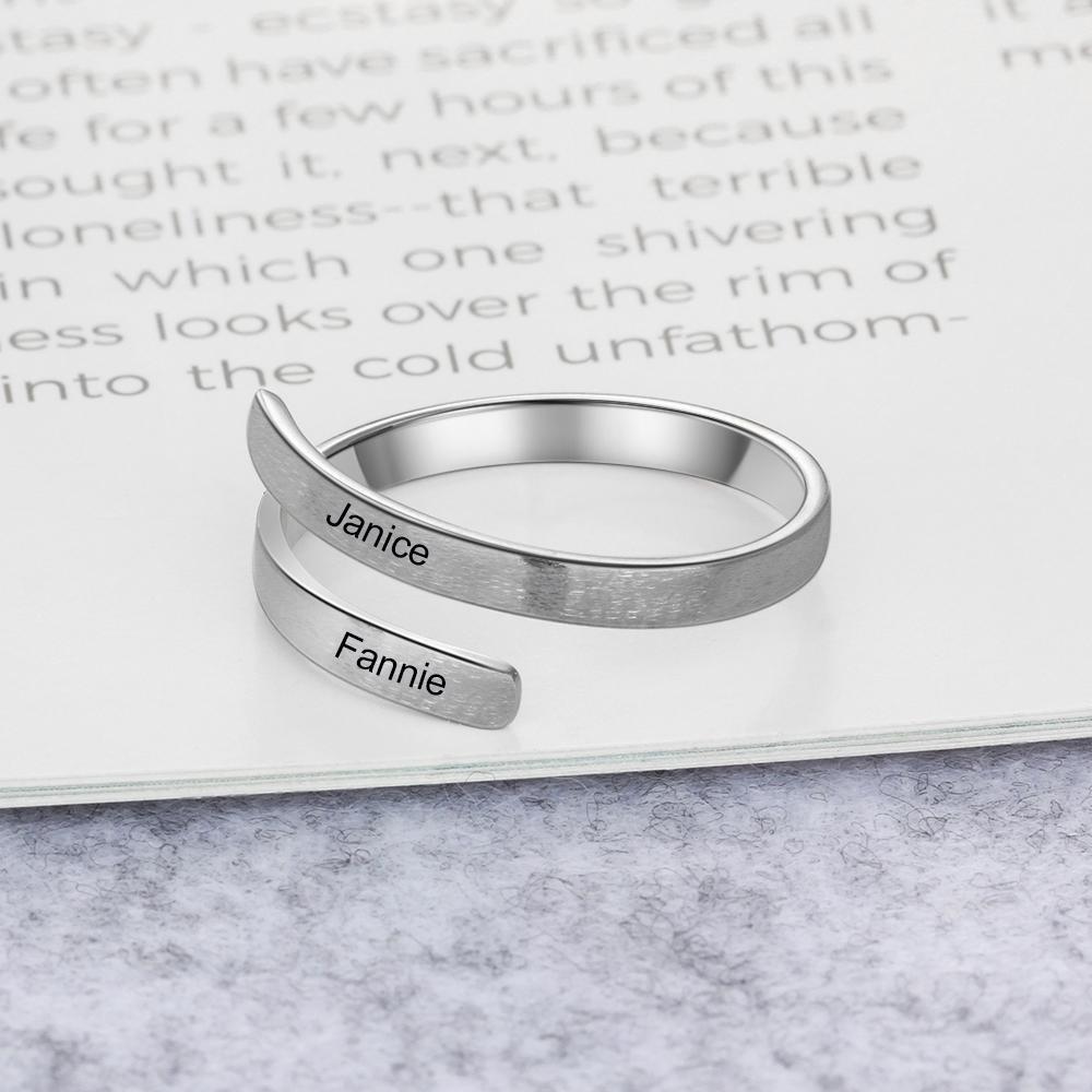 Personalised Name Rings Engraved 2 Names Adjustable Ring Gift for Her-Jessemade AU