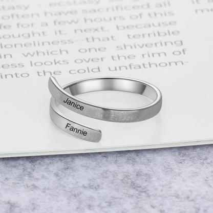 Personalised Name Rings Engraved 2 Names Adjustable Ring Gift for Her-Jessemade AU