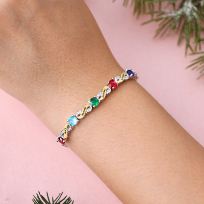 Mother & Family Bracelet with Birthstones Engrave 3 Names Infinity Bracelet Gifts for Mum-Jessemade AU