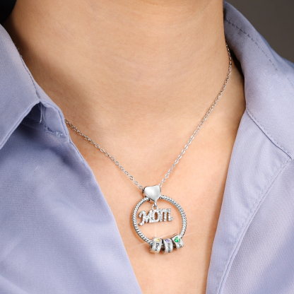 Personalised Necklace With 1 Birthstone Engraved Names Gift For Mother-Jessemade AU