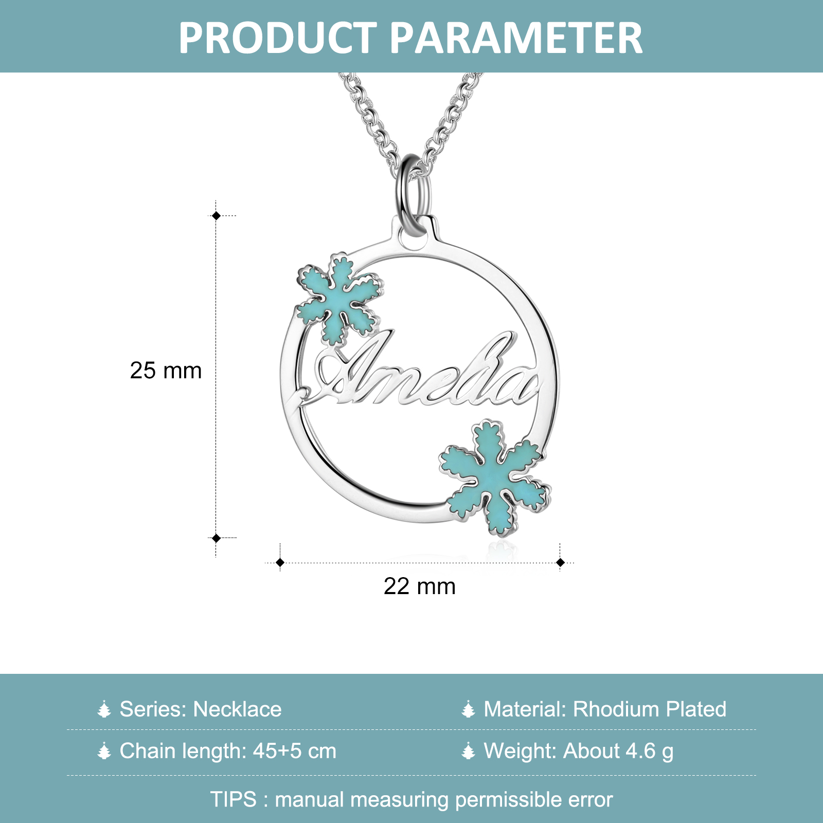 Personalised Snowflake Necklace Custom 1 Name Necklace Gift For Her-Jessemade AU