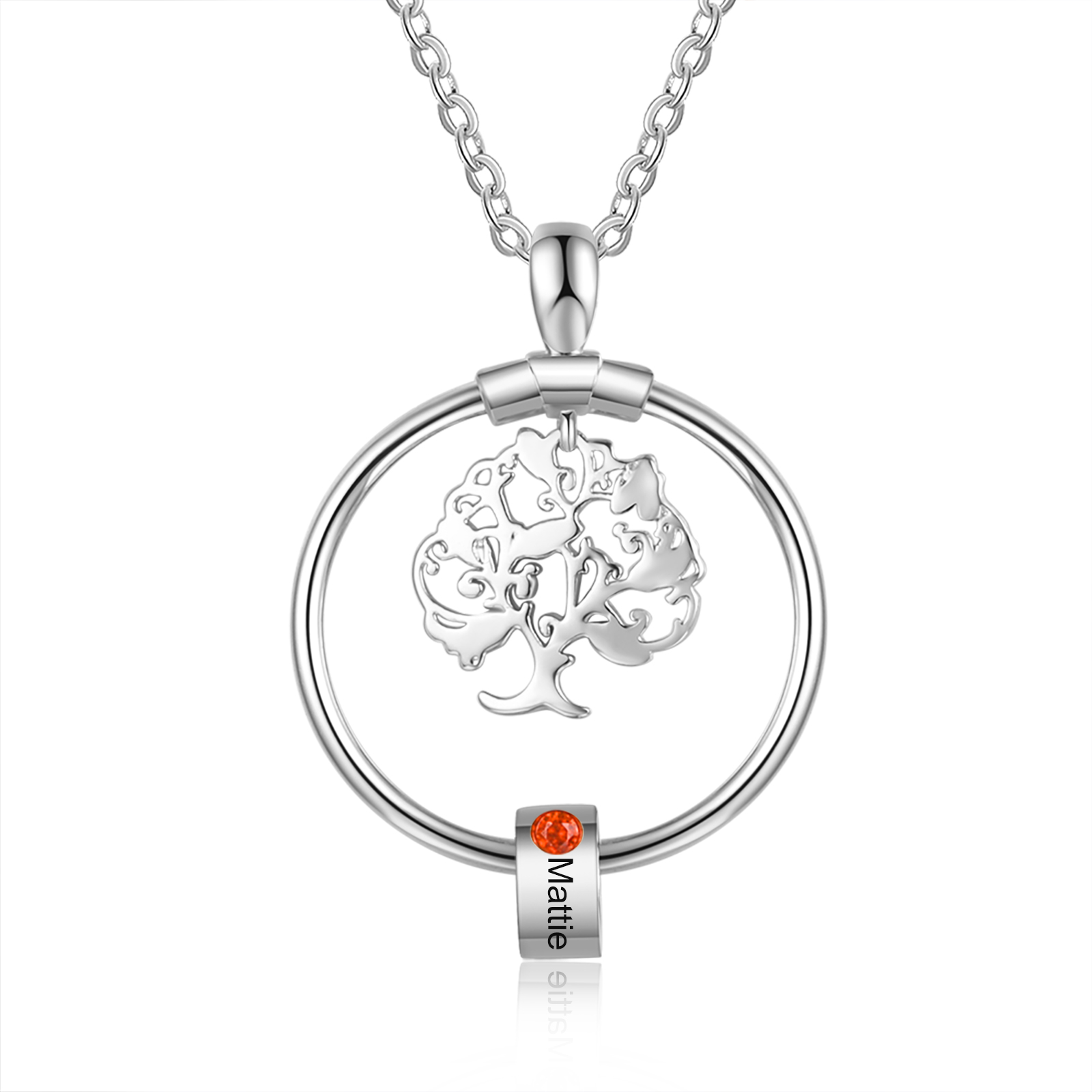 Personalised Family Tree Necklace With 1 Birthstones Engraved Names Gift For Mother-Jessemade AU