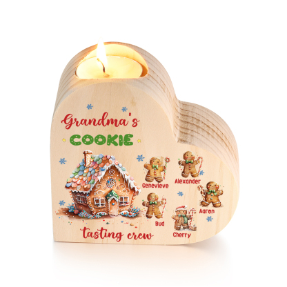 Heart-Shaped Christmas Candle Holder Engraved 6 Names Cookie Candlesticks Personalised Gift for Mum Grandma-Jessemade AU