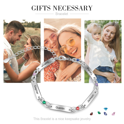 Custom Infinity Bracelet with Birthstones Engraved 5 Names Gifts for Her-Jessemade AU