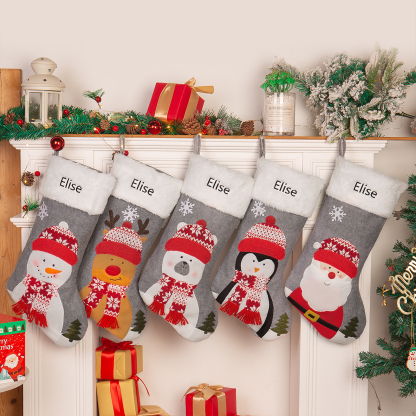Customised 1 Name Christmas Stockings Ornaments Personalised Christmas Gray Gifts for Family Friends-Jessemade AU