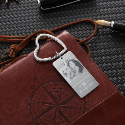 Personalised Rectangular Pendant Spotify Code Keychain-Both side can be customised-Jessemade AU