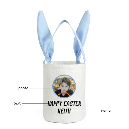 Personalised Photo Bunny Tote Bag Custom Name & Text Bucket Bag Bunny Basket Easter Gifts-Jessemade AU