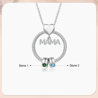 2 Names - Personalised Mama Circle Pendant Necklace Custom Names & Birthstones Necklace Mother's Day Gifts-Jessemade AU