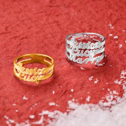 Personalised Name Ring Custom 3 Names Ring Gifts For Women-Jessemade AU