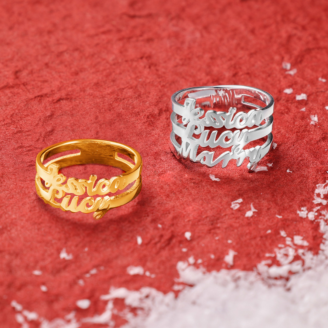 Personalised Name Ring Custom 4 Names Ring Gifts For Women-Jessemade AU