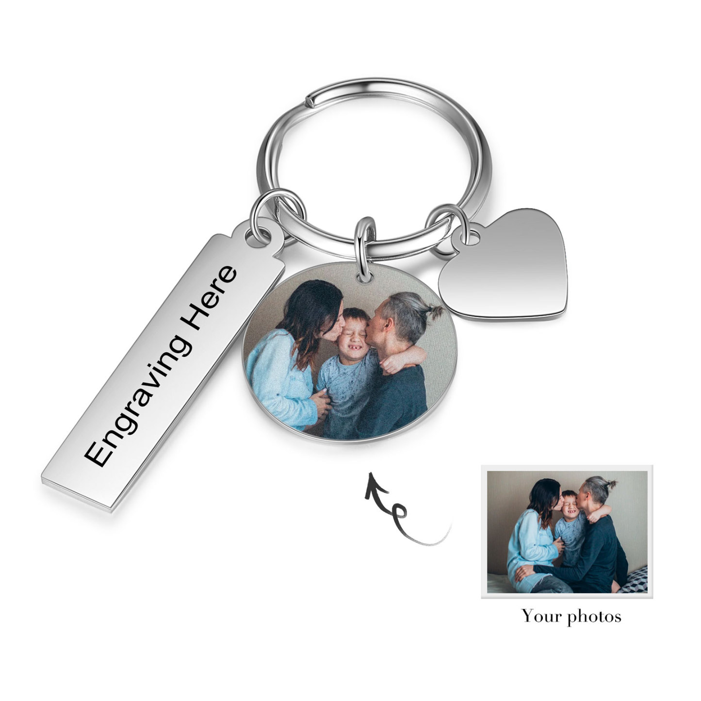 Personalised Photo Keychain Custom Text Keychain Stainless Steel Gifts For Him/Her-Jessemade AU