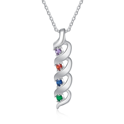 Personalised Necklace Cascading Pendant with 4 Birthstones Engraving 4 Names Gifts for Her-Jessemade AU