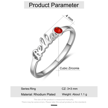 Personalised Birthstone Ring Custom 1 Name Ring Best Gift For Women-Jessemade AU