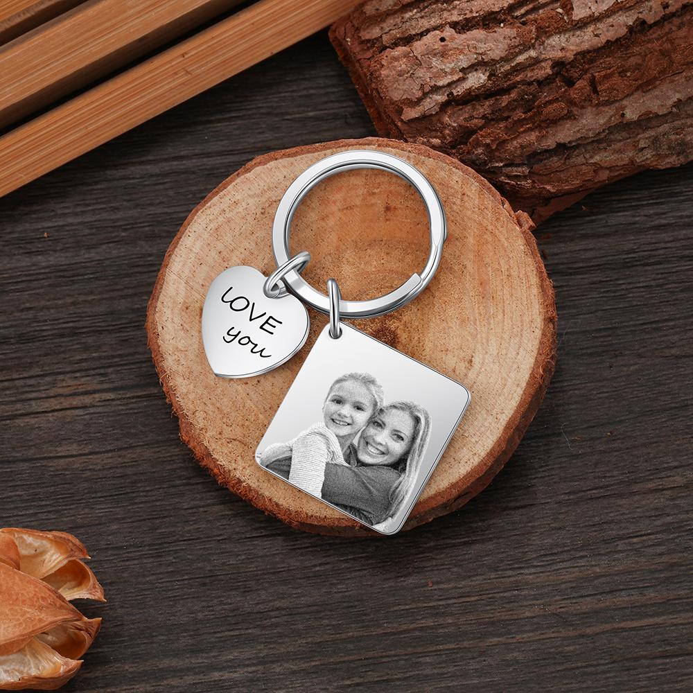 Photo Keychain Personalised with Calendar and Engraved Heart Charm Gifts for Her-Jessemade AU