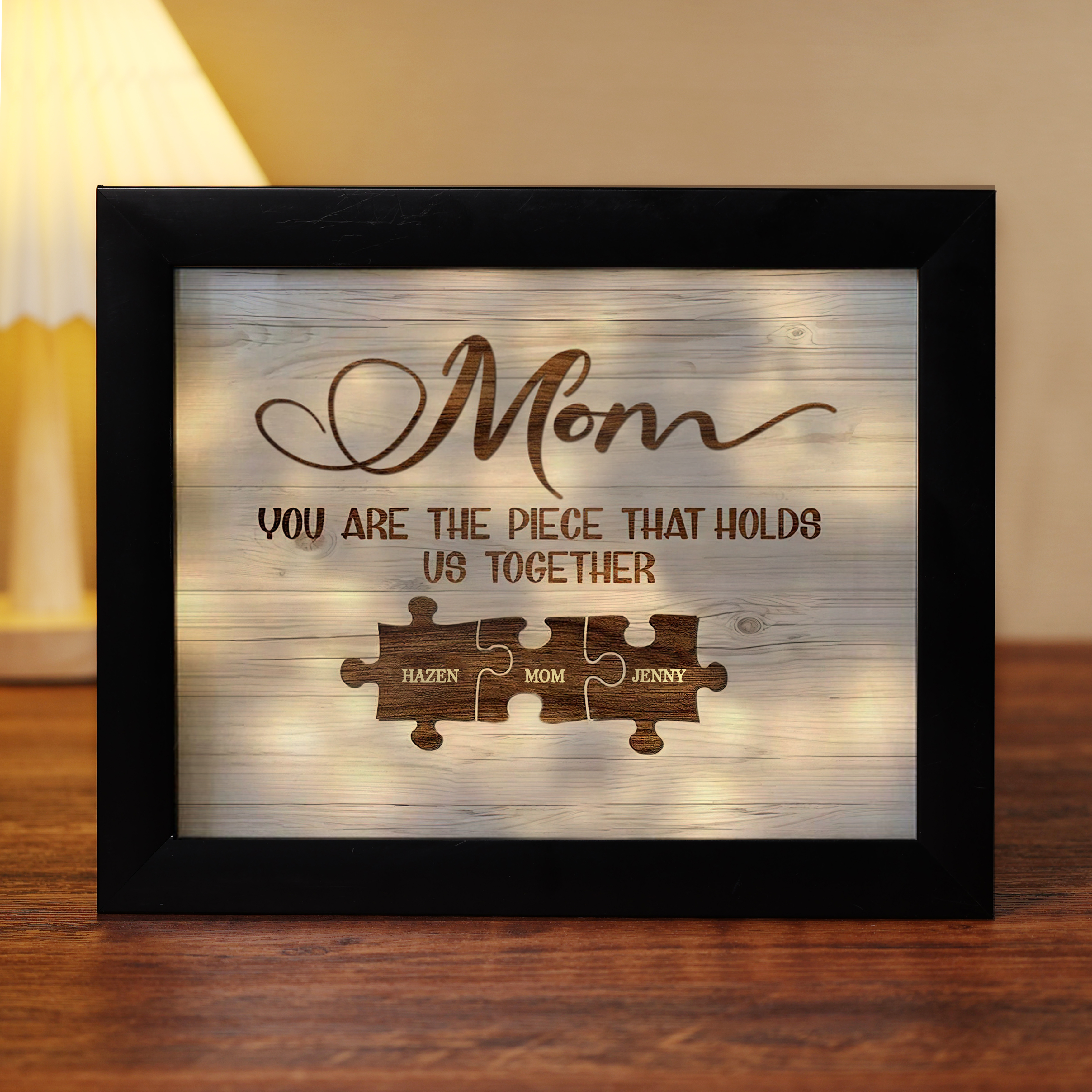 Personalised Puzzle Picture Frame With Light Custom 4 Names Home Decor - You are the piece that holds us together-Jessemade AU