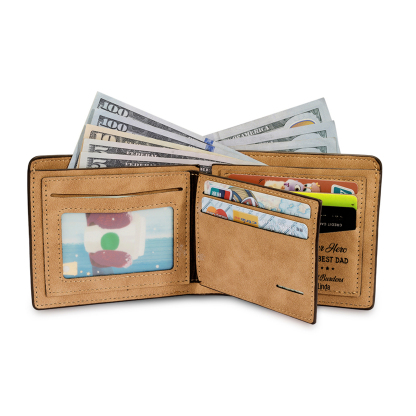 Best Dad Ever - Custom 5 Names & 1 Text Billfold Wallet Personalised Fist Bump Men's Leather Wallet