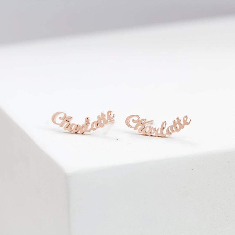 Personalised Name Stud Earrings Gift for Her-Jessemade AU