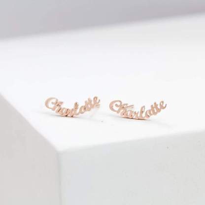 Personalised Name Stud Earrings Gift for Her-Jessemade AU